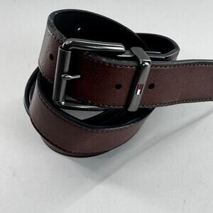 Tommy Hilfiger Men's Brown Logo Leather Belt Sz Large 42-44